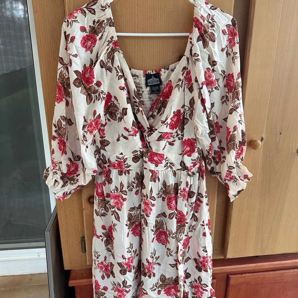 Angie Cream and Red Floral Dress